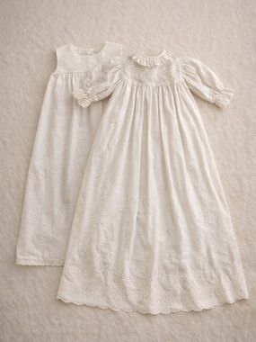 Antique Swedish Christening Gown Set Lace Cotton Baby Dress Slip 0-6 months